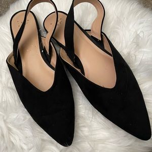 Black flat sling backs
